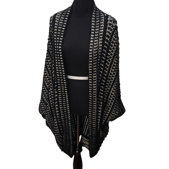 Camille & Company Cocoon Black and Tan Knit Sweater Size Large XL - Picture 1 of 7